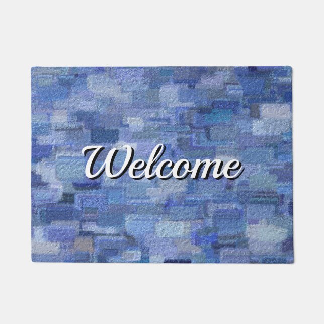 Brick Abstrakt Winter Blues Willkommen Doormat Fußmatte (Vorderseite)