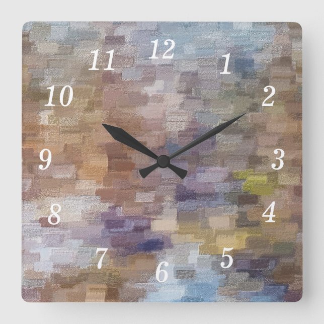 Brick Abstrakt Winter Fall Wall Clock Quadratische Wanduhr (Vorderseite)