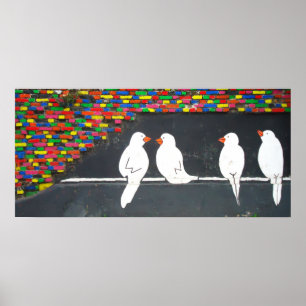 brick bird wall : graffiti wall poster