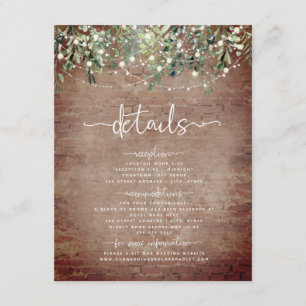 Brick Botanical Wedding Green Details Begleitkarte