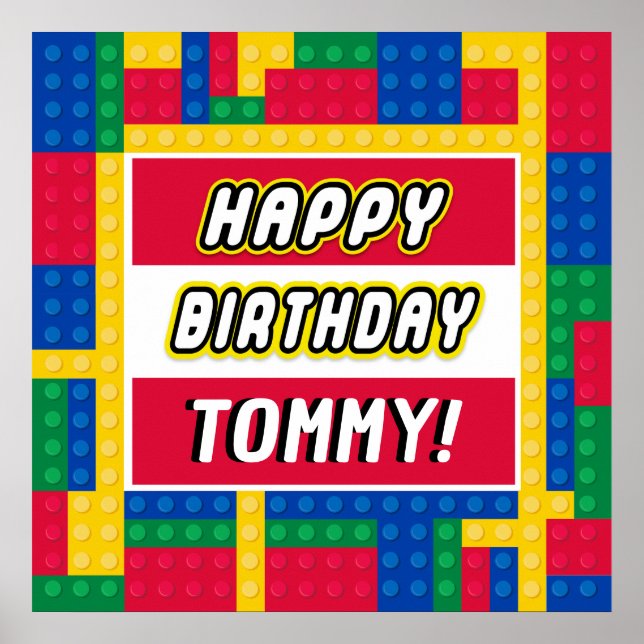 Brick Builder Customizable Birthday Sign Poster (Vorne)