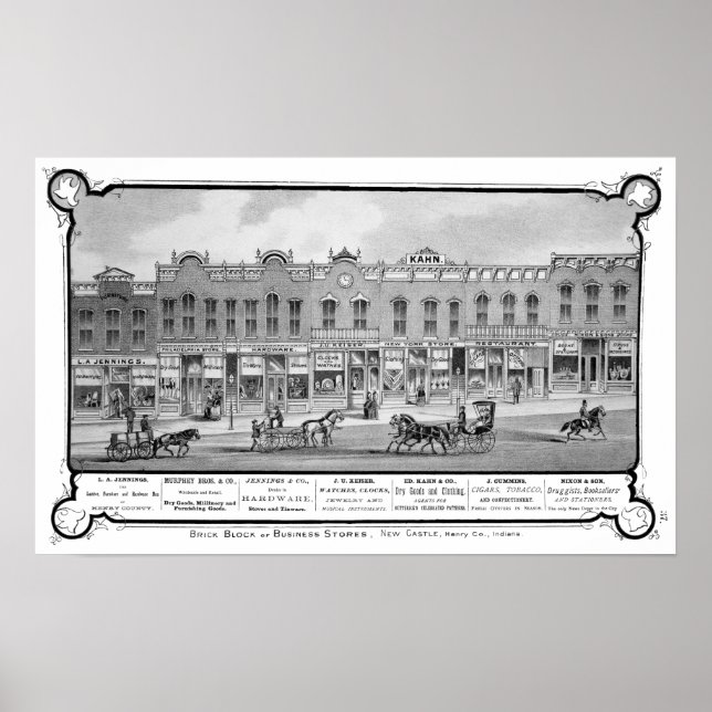 Brick Business Row New Castle Indiana Poster (Vorne)