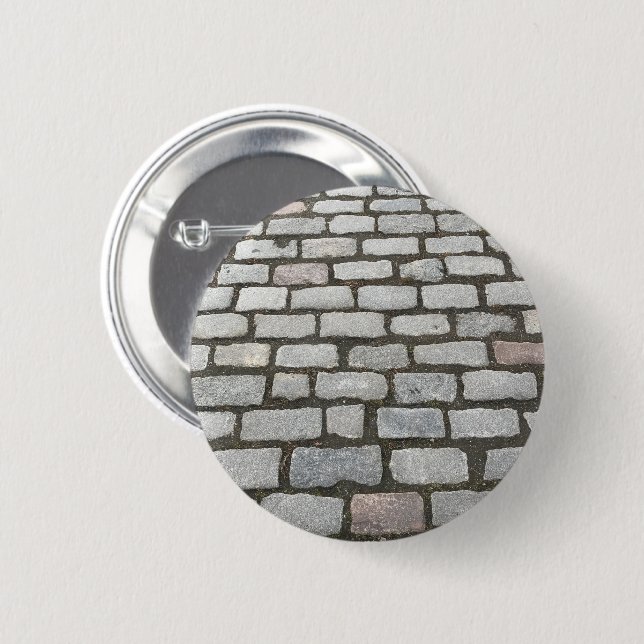 Brick Cobblestone Street Pathway Naturofotografie Button (Vorne & Hinten)