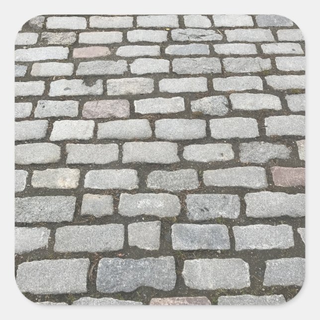 Brick Cobblestone Street Pathway Naturofotografie Quadratischer Aufkleber (Vorderseite)