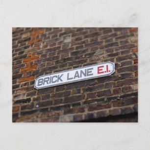 Brick Lane - London - Street Sign - Postcard Postkarte