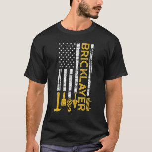 Brick Mason Bricklayer Mauerwerk Bau US Fla T-Shirt