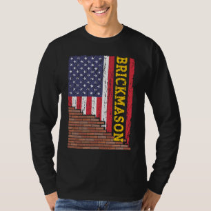 Brick Mason Bricklayer Mauerwerk Bau US Fla T-Shirt