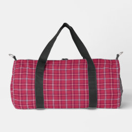 Brick Red and Soft Peach Plaid Duffle Bag