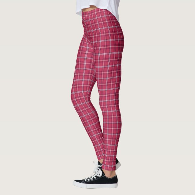 Brick Red and Soft Peach Plaid Leggings (Links)