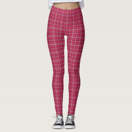 Brick Red and Soft Peach Plaid Leggings