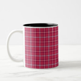 Brick Red and Soft Peach Plaid Zweifarbige Tasse