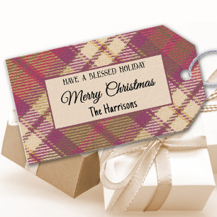 Brick Red Blend Texture Kariert Print Christmas 10 Geschenkanhänger