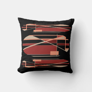 Brick Red Coral Beige auf schwarz-modernistischem  Kissen