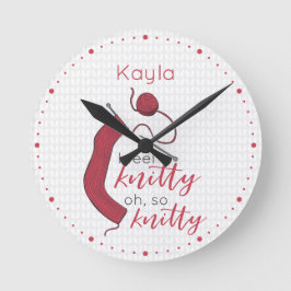 Brick Red Ich fühle mich Knitty, Oh, so knitty Runde Wanduhr