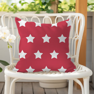 Brick Red White Star Muster Kissen