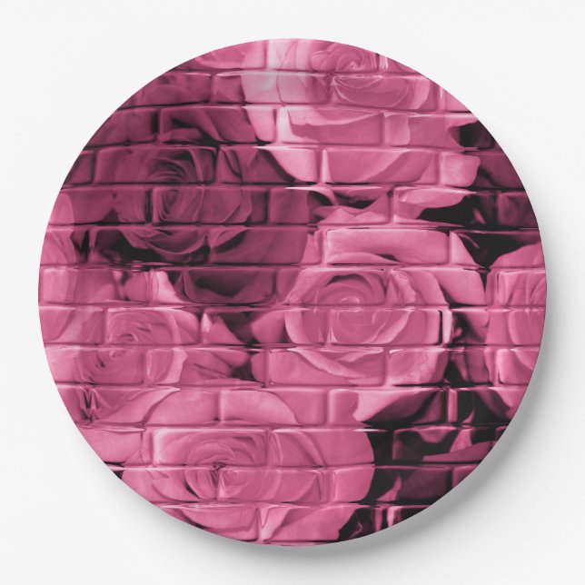 Brick-Rose 10 Pflaumenpapier-Party-Teller Pappteller (Vorderseite)