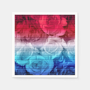 Brick Rose 11 Red White Bl Paper Cocktail Napkins Serviette