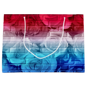 Brick Rose 11 Rot Weiß Blau - Große Geschenktasche Geschenktüte