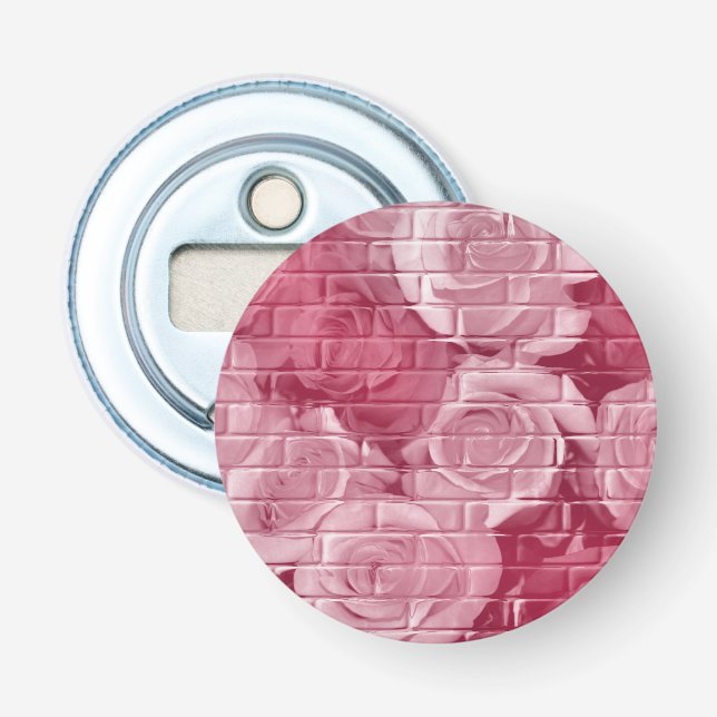 Brick-Rose 14 Mauve-Round-Flasche-Opener Flaschenöffner (Vorderseite)