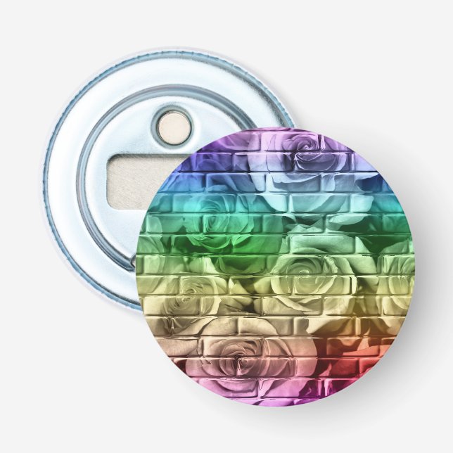 Brick-Rose 16 Rainbow-Round Bottle Opener Flaschenöffner (Vorderseite)