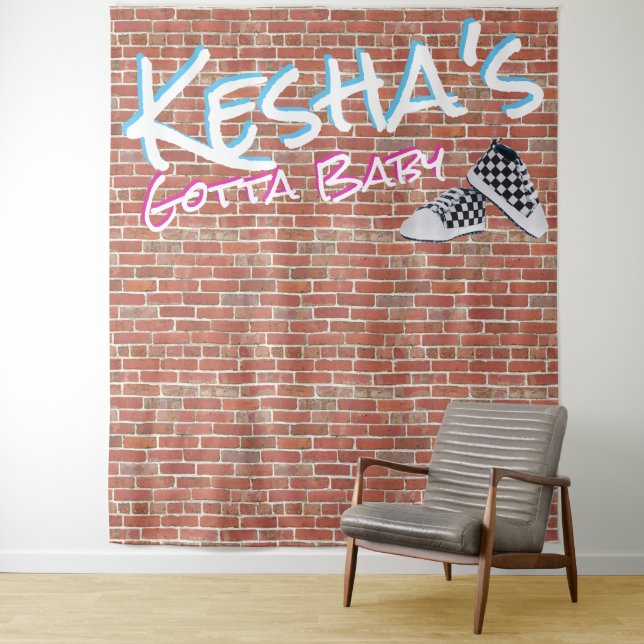 Brick Wall 90er Hip Hop Gender Reveal Foto Stand Wandteppich (Beispiel)