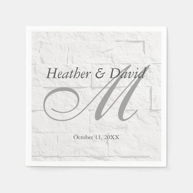 Brick Wall Calligraphy Script Monogram Wedding Serviette (Vorderseite)