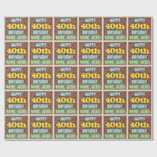 Brick Wall Graffiti  40. Geburtstag + Name Geschenkpapier