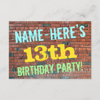Brick Wall Graffiti Inspiriert 13. Geburtstag + Na Einladung
