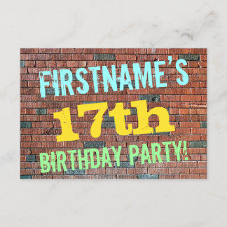 Brick Wall Graffiti Inspiriert 17. Geburtstag + Na Einladung