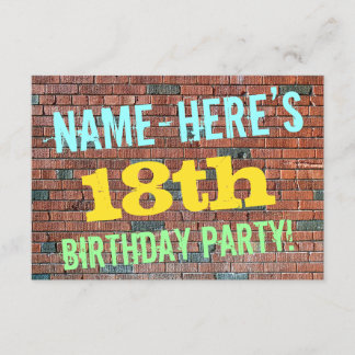 Brick Wall Graffiti Inspiriert 18. Geburtstag + Na Einladung