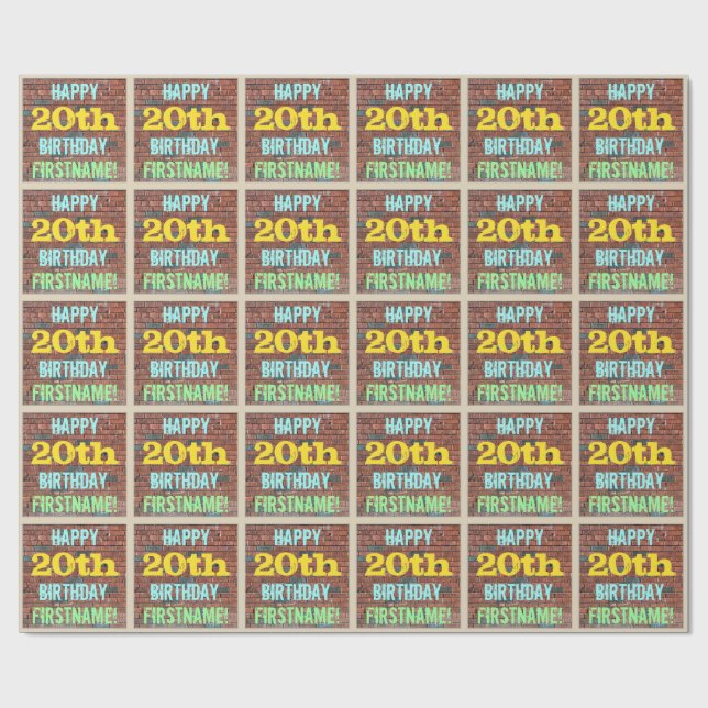 Brick Wall Graffiti Inspiriert 20. Geburtstag + Na Geschenkpapier (Flach)