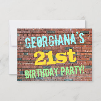 Brick Wall Graffiti Inspiriert 21. Geburtstag + Na Einladung
