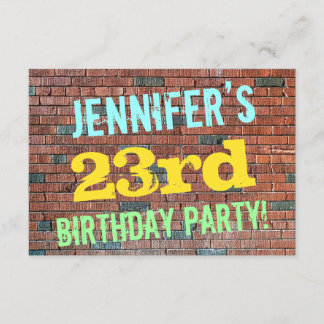 Brick Wall Graffiti Inspiriert 23. Geburtstag + Na Einladung
