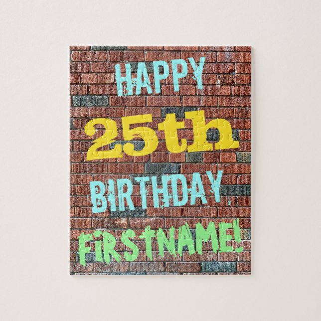 Brick Wall Graffiti Inspiriert 25. Geburtstag + Na (Vertikal)