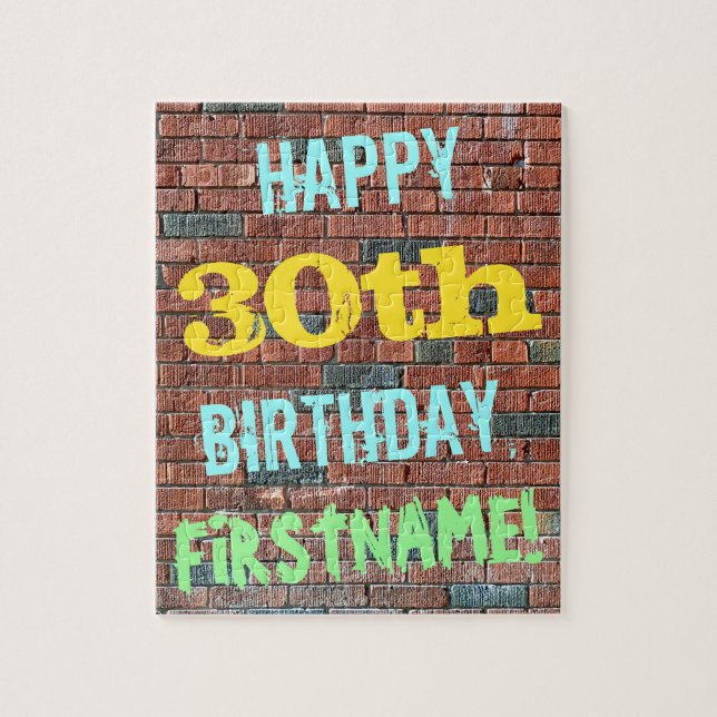 Brick Wall Graffiti Inspiriert 30. Geburtstag + Na (Vertikal)