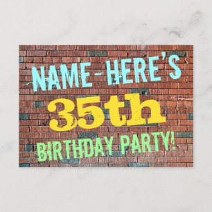 Brick Wall Graffiti Inspiriert 35. Geburtstag + Na Einladung