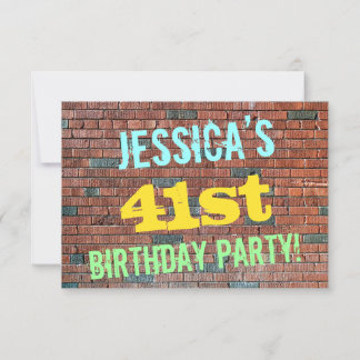 Brick Wall Graffiti Inspiriert 41. Geburtstag + Na Einladung