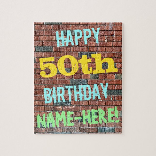 Brick Wall Graffiti Inspiriert 50. Geburtstag + Na (Vertikal)