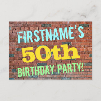 Brick Wall Graffiti Inspiriert 50. Geburtstag + Na Einladung