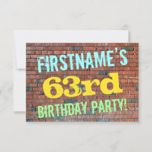 Brick Wall Graffiti Inspiriert 63. Geburtstag + Na Einladung