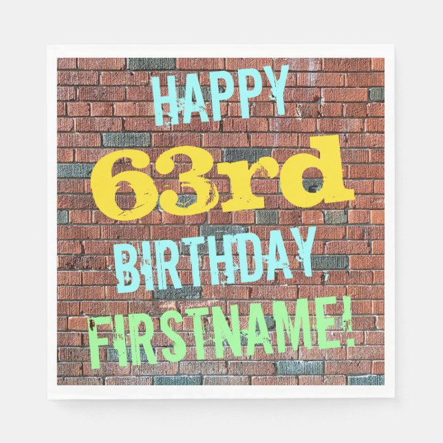 Brick Wall Graffiti Inspiriert 63. Geburtstag + Na Serviette (Vorderseite)