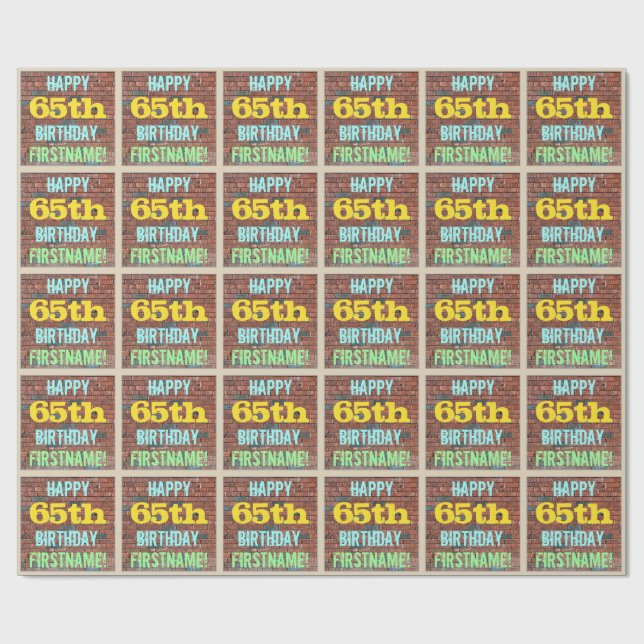 Brick Wall Graffiti Inspiriert 65. Geburtstag + Na Geschenkpapier (Flach)