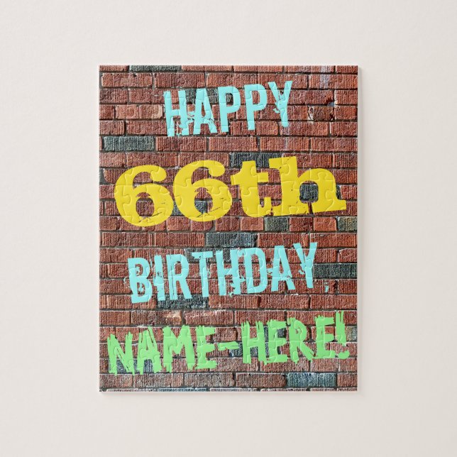 Brick Wall Graffiti Inspiriert 66. Geburtstag + Na (Vertikal)