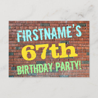 Brick Wall Graffiti Inspiriert 67. Geburtstag + Na Einladung