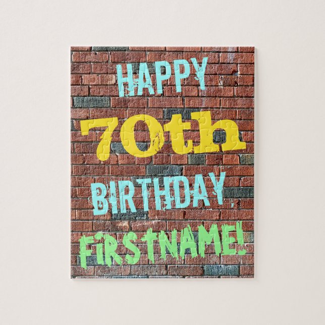 Brick Wall Graffiti Inspiriert 70. Geburtstag + Na (Vertikal)