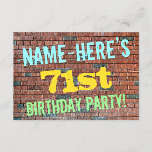 Brick Wall Graffiti Inspiriert 71. Geburtstag + Na Einladung