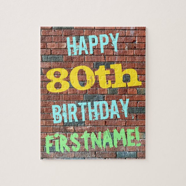 Brick Wall Graffiti Inspiriert 80. Geburtstag + Na (Vertikal)