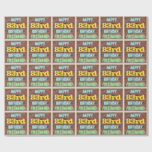 Brick Wall Graffiti Inspiriert 83. Geburtstag + Na Geschenkpapier (Flach)