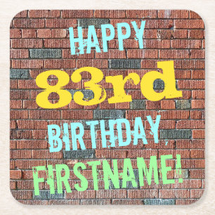 Brick Wall Graffiti Inspiriert 83. Geburtstag + Na Rechteckiger Pappuntersetzer