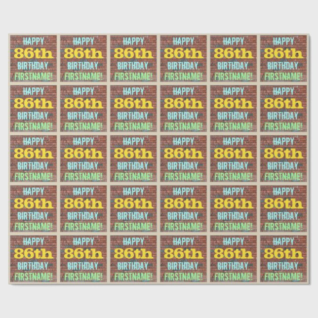 Brick Wall Graffiti Inspiriert 86. Geburtstag + Na Geschenkpapier (Flach)